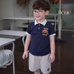 Set bộ polo tay ngắn họa tiết khủng long và ô tô kèm quần short đùi bé trai 9 tới 28kg BERNIE T0725B61