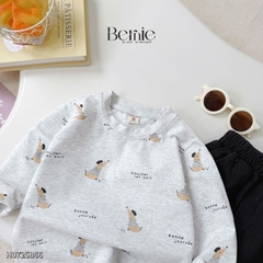 Set bộ thun cho bé trai tay dài áo thun họa tiết in cún hoạt hình quần dài da cá size 9 tới 28kg BERNIE H0725B66
