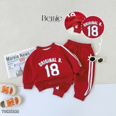 Set bộ dài thể thao unisex họa tiết hình in Double kèm quần dài cho bé trai bé gái size 9 tới 28kg BERNIE T0625B35