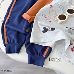 Set bộ thun cotton dài tay cho bé trai áo thun họa tiết hình in dễ thương kèm quần dài size 9 tới 28kg BERNIE T0825B09