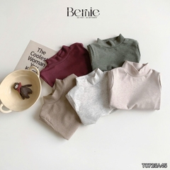 Áo giữ nhiệt cổ cao 3 phân dài tay basic màu trơn cho bé trai bé gái chất thun cotton 9 đến 28kg BERNIE T0725A45