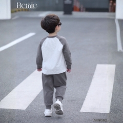 Set bộ thun cotton dài tay phối màu cho bé trai áo thun họa tiết hình in kèm quần dài size 9 tới 25kg BERNIE T0825B26