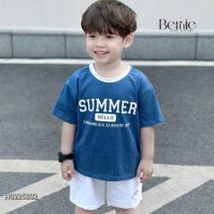 Set đồ thun tay ngắn basic phối màu cho bé trai mùa hè Hello summer size 1 đến 7 tuổi BERNIE H0225B32