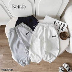 Quần dài quần nỉ da cá gấu bo chun họa tiết thêu chữ Yoo cho bé trai bé gái size 9 tới 25kg BERNIE T0925Q06