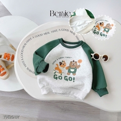 Áo thun Sweater Brit tay dài raplang phối màu họa tiết hoạt hình cho bé trai bé gái 1 đến 7 tuổi BERNIE T0625A07