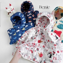 Áo khoác gió chần bông kèm nón nhiều màu cho bé trai bé gái size 11kg tới 25kg BERNIE T0125A25