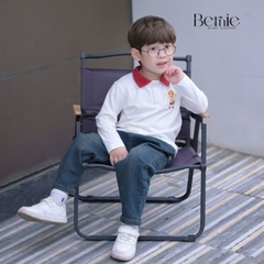 Set bộ polo tay dài áo polo cổ dệt họa tiết cậu bé kèm quần jean dài cho bé trai size 1 đến 7 tuổi BERNIE T0825B02