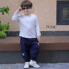 Quần dài quần nỉ da cá gấu bo chun họa tiết thêu chữ Yoo cho bé trai bé gái size 9 tới 25kg BERNIE T0925Q06