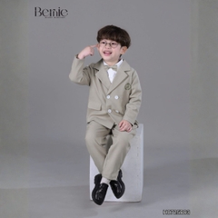  Set vest chéo 4 khuy công tử kèm nơ thêu huy hiệu cho bé trai 1 đến 7 tuổi BERNIE H0725B83