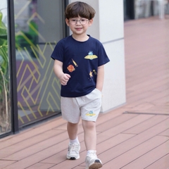 Set bộ cotton planet vũ trụ  rực rỡ sắc màu cho bé trai áo thun cotton họa tiết khám phá vũ trụ và quần short đùi 1 đến 7 tuổi BERNIE T1025B24Đ