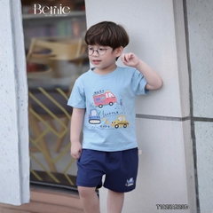 Set bộ tay ngắn họa tiết Car ô tô sắc màu cho bé trai áo thun cotton và quần short 1 đến 7 tuổi BERNIE T1025B23Đ