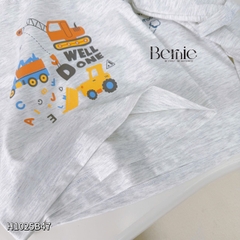 Set bộ dài tay cố áo và tay phối màu chất cotton họa tiết xe cẩu kèm quần dài size 9 tới 25kg BERNIE H1025B47