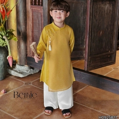 Set áo dài cách tân kèm quần cho bé trai chất lụa vân Thiên tử mặc Tết size 9 đến 25kg BERNIE H0925B11