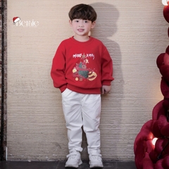 Áo Noel màu đỏ áo thun Giáng sinh cho bé trai bé gái tay dài chất nỉ 2 da size 1 đến 7 tuổi BERNIE H1025A43