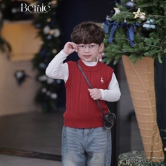 Áo gile len dệt unisex bé trai bé gái phối hình thêu Tuần lộc phong cách hàn quốc 1 đến 7 tuổi BERNIE H1025A13