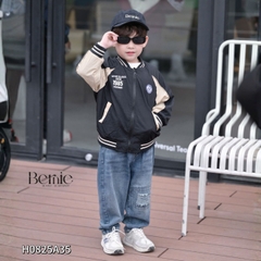 Áo khoác gió 2 lớp áo bomber phong cách thể thao họa tiết thêu cho bé trai bé gái size 9 đến 25kg BERNIE H0825A35