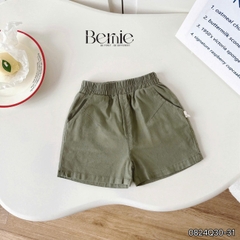 Quần sooc đùi linen kaki mềm bé trai bé gái unisex màu trắng nâu be BERNIE phong cách hàn quốc 7kg đến 30kg