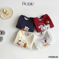 Áo thun áo nỉ lót lông tay dài họa tiết nghộ nghĩnh nhiều màu cho bé trai bé gái size 11 tới 28kg BERNIE H1025A49