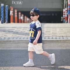 Set bộ thể thao phối màu tay ngắn họa tiết số 87 kèm quần short cho bé trai size 9 tới 28kg BERNIE T1025B65Đ