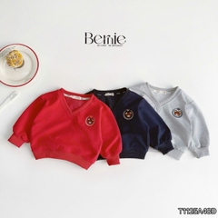 Áo thun Sweater dài tay Gấu họa tiết thêu gấu cho bé trai bé gái 1 đến 7 tuổi BERNIE T1125A48Đ