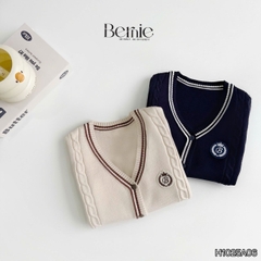 Áo len Cadigan Smart Boy phong cách vintage họa tiết huy hiệu cho bé trai bé gái size 9 đến 25kg BERNIE H1025A06