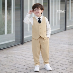 Set vest gi lê tay dài Luxe cho bé trai 4 chi tiết phong cách Hàn quốc size 8 tới 25kg BERNIE H1225B22Đ