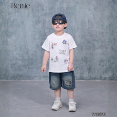 Bộ đồ bé trai Boy Story áo thun cotton quần jean rách mềm Set đồ bé trai năng động đi học đi chơi  BERNIE T1125B13