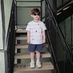  Set bộ Ocean áo thun tay ngắn họa tiết biển phối quần short kaki denim size 9kg tới 28kg BERNIE KIDS T1025B75