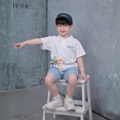 Set bộ polo tay ngắn cho bé trai họa tiết Robot hóm hỉnh kèm quần short kaki size 9 đến 25kg BERNIE T1025B83Đ 