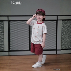 Set bộ thun tay ngắn họa tiết Gấu nhỏ vui nhộn kèm quần short kaki size 9 tới 28kg BERNIE T1125B18