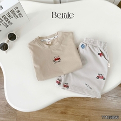 Set bộ tay ngắn họa tiết thêu Let's play kèm quần short nỉ chân cua cho bé trai size 9 tới 28kg BERNIE T1125B56