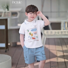 Set bộ polo tay ngắn cho bé trai họa tiết Baby Cloud kèm quần short size 9 tới 28kg BERNIE H1125B39