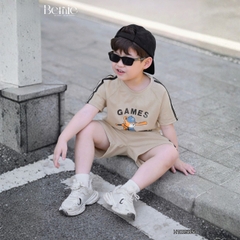 Set bộ cộc phong cách thể thao áo cotton họa tiết Home run kèm quần short cho bé trai size 9 tới 28kg BERNIE H1025B50