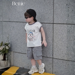 Set bộ tanktop áo thun họa tiết Poppy năng động kèm quần short cho bé trai  size 9 đến 25kg BERNIE T1125B06