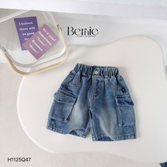 Quần short quần jean túi hộp cho bé trai đi chơi đi học size 11kg tới 28kg BERNIE KIDS H1125Q47