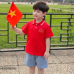 Set bộ polo Lá cờ Độc lập Việt Nam áo polo đỏ kèm quần short cho bé trai size 9 tới 25kg BERNIE H0226B25Đ