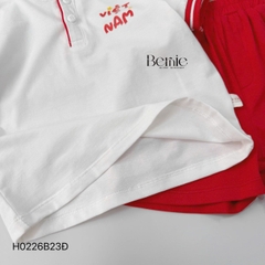 Set bộ cộc tay cho bé trai áo cổ trụ họa tiết sao vàng Việt Nam kèm quần short size từ 9 đến 25kg H0226B23Đ 