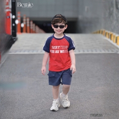 Set bộ thể thao cộc tay raplang phối màu họa tiết Everything và quần short bé trai size 9 tới 25kg BERNIE H1125B42