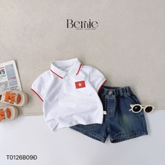 Áo thun polo Lá cờ đỏ sao vàng em bé Việt Nam tay ngắn unisex bé trai bé gái 9-28kg BERNIE H0725A41