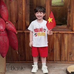 Set bộ cộc tay cho bé trai áo thun họa tiết người Việt nam kèm quần short size 9kg đến 28kg BERNIE H0226B22Đ 