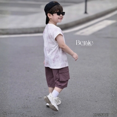 Set bộ tanktop áo thun họa tiết loang phối túi năng động kèm quần short gió mềm cho bé trai size 9 đến 28kg BERNIE H0126B07