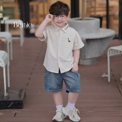 Áo sơ mi tay ngắn cho bé trai thêu khủng long phong cách hàn quốc size 9 tới 27kg BERNIE H0226A05