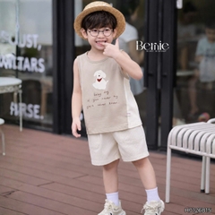 Set đồ ba lỗ bé trai Cún nhỏ tinh nghịch phong cách hàn quốc kèm quần size 9 tới 25kg BERNIE H0126B15