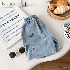  Quần short quần jean thêu Cún dễ thương cho bé trai đi chơi đi học size 11kg tới 28kg BERNIE KIDS T0326Q15
