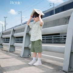 Set sơ mi bé trai Olive Boy áo tay ngắn họa tiết loang kèm quần short 11kg tới 28kg BERNIE T0226B03