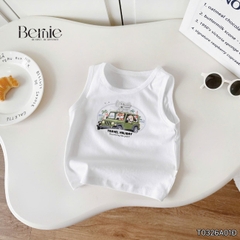 Áo sơ mi caro xannh ngắn tay kèm áo ba lỗ ô tô cho bé trai đi chơi đi biển mặc nhà size 9 tới 27kg BERNIE T0326A01Đ