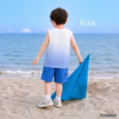 Set bộ áo tanktop Sailor loang xanh kèm quần short cho bé trai đi chơi đi biển size 1 tới 7 tuổi BERNIE H0126B16