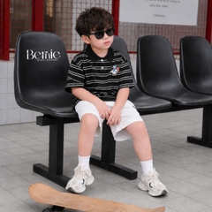 Set bộ tay ngắn áo polo họa tiết kẻ Happy Duck kèm quần short kaki cho bé trai size 9 đến 28kg BERNIE H0226B32