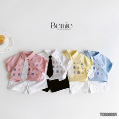 Set sơ mi 3CT Little Charm cho bé trai áo sơ mi và quần short kèm cà vạt rời size 9 tới 28kg BERNIE T0326B31