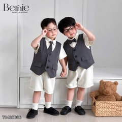 Set bộ vest gile Quý tộc cho bé trai áo sơ mi tay ngắn phối gile kèm quần và nơ cà vạt 9 tới 25kg BERNIE T0426B06